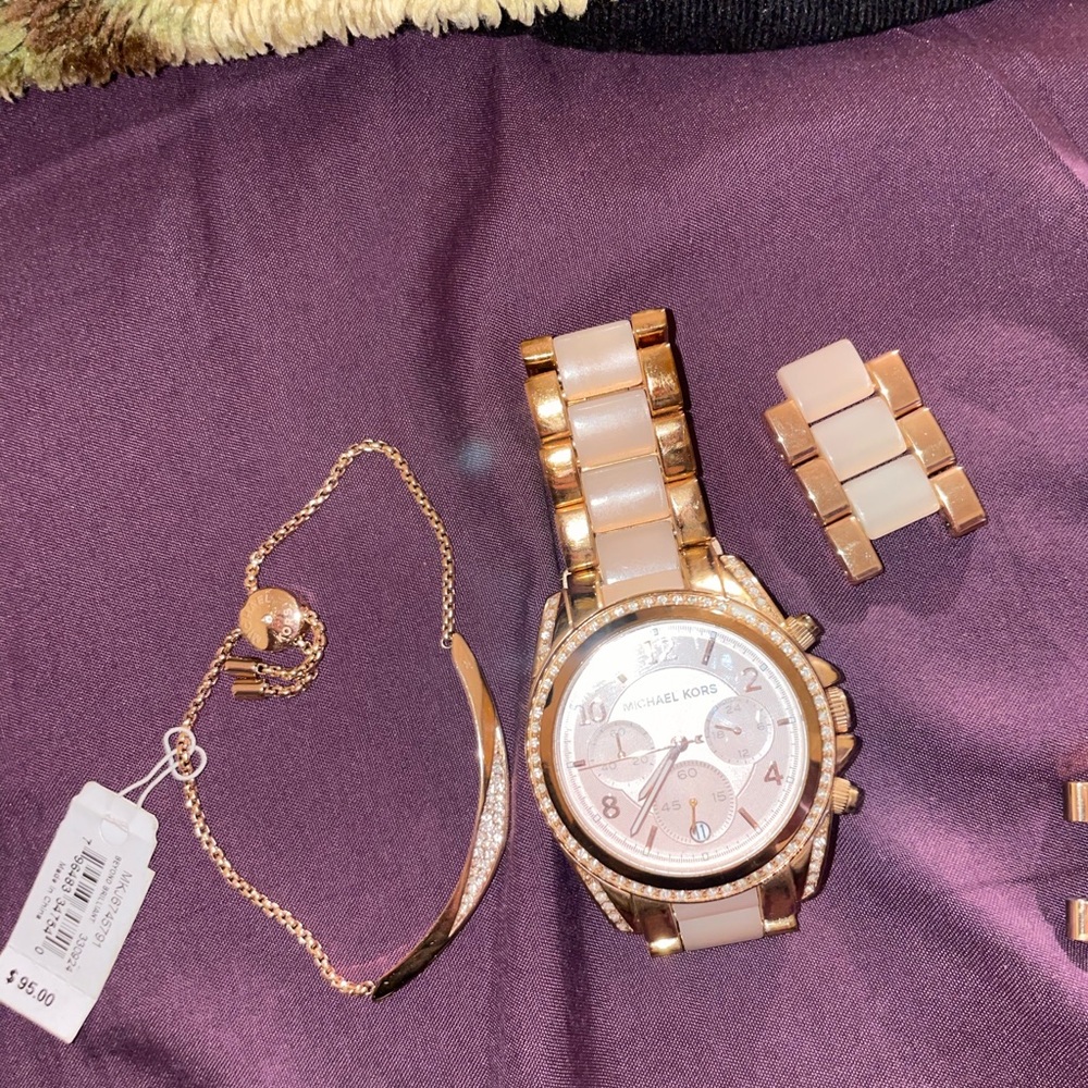 Michael Kors rose gold watch and bracelet